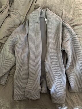 Fabletics Gray Chevron Teddy Jacket